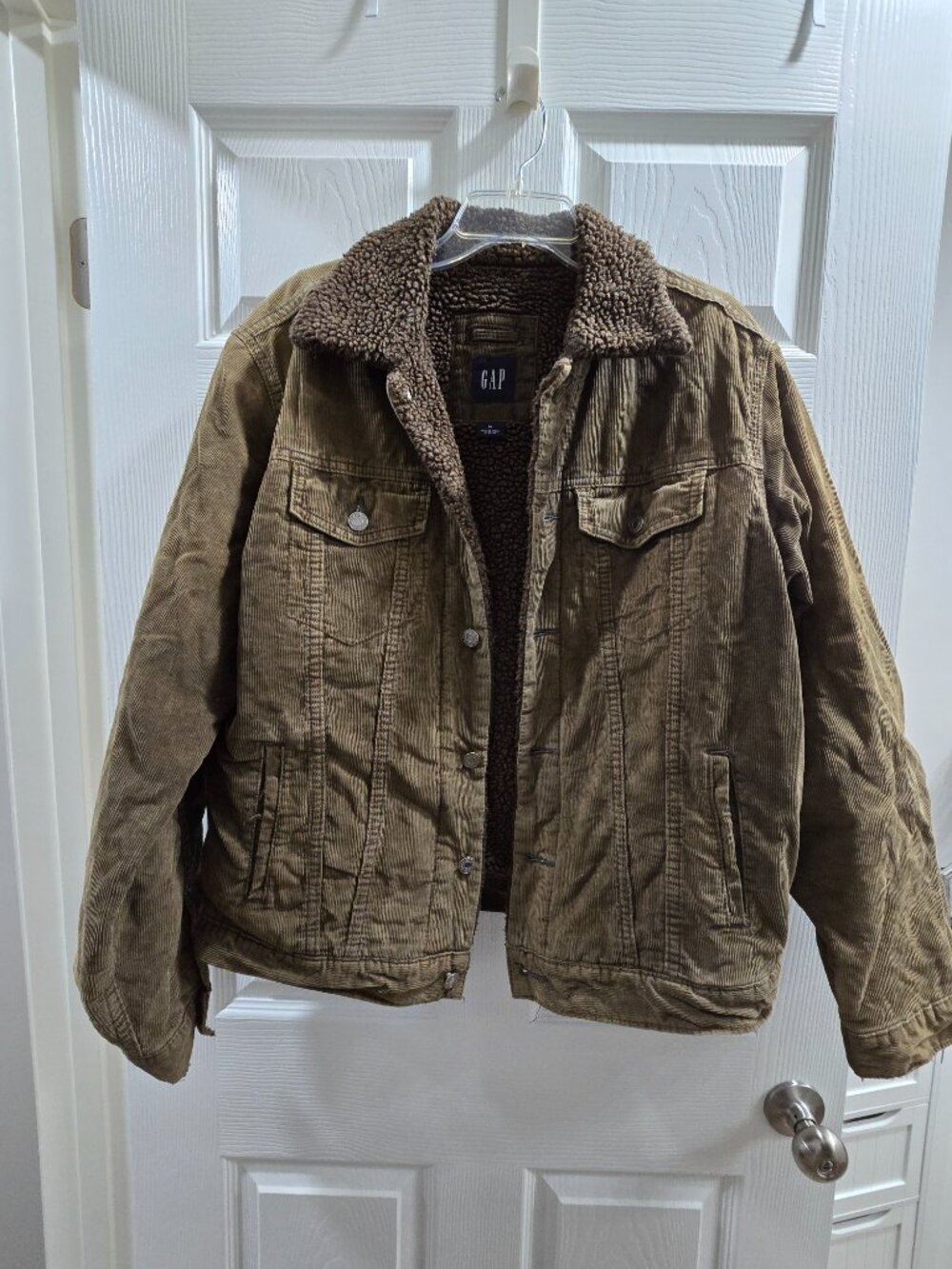 Vintage Gap Jacket Mens Medium Sherpa Lined Corduroy Trucker Chore Work Coat Y2K